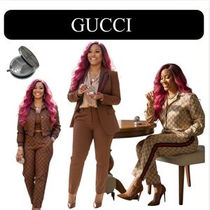 GUCCI Beige and Brown Monogrammed Pill
Container, Upcycled, EUC